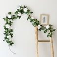 thumbnail image 1 of sruoe Christmas Garland, Artificial Garland Greenery, Faux Greenery Garland, Fake Flowers Garland Vine, Indoor Mantle, Hanging Maple Leaf Garland for Home, Holiday, Wedding Party Decoration Rattan, 1 of 7
