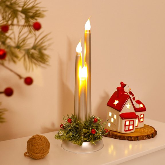 sruoe Christmas Tabletop Decorations Indoor Christmas Candles Holiday Winter Xmas Table Top Ornaments