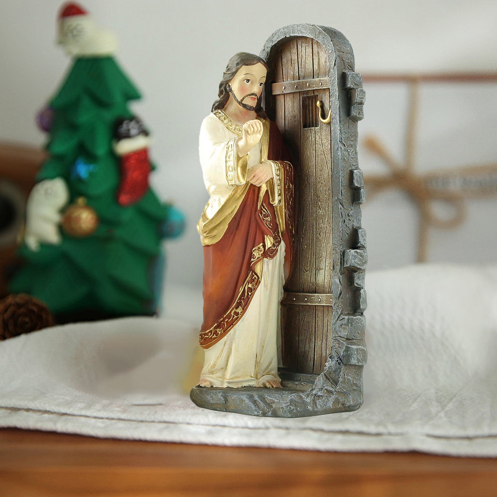 sruoe Christmas Tabletop Decorations Under 10 Resin Jesus Knocking on