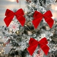 thumbnail image 1 of sruoe Christmas Tree Bow Decoration, Christmas Tree Topper, Velvet Bows for Christmas Tree, Gift Packag Bow Ribbon, Lightweight Hanging Christmas Bows for Home Front Door Party Decor, Red, 1 of 5