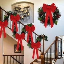 sruoe Christmas Tree Bow Decoration, Christmas Tree Topper, Velvet Bows for Christmas Tree, Gift Packag Bow Ribbon, Lightweight Hanging Christmas Bows for Home Front Door Party Decor, Red