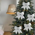thumbnail image 1 of sruoe Christmas Tree Bow Decoration, Christmas Tree Topper, Velvet Bows for Christmas Tree, Gift Packag Bow Ribbon, Lightweight Hanging Christmas Bows for Home Front Door Party Decor, Silver, 1 of 6