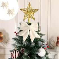 sruoe Christmas Tree Bows Ribbon, Christmas Tree Decorations Indoor, Xmas Tree Bowknot Ornaments, Wreath, Sequined Bow, Hanging Christmas Tree Topper for Wedding Holiday Party Decoration, White