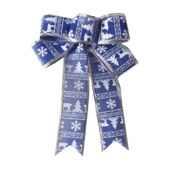 sruoe Christmas Tree Bows Ribbon, Christmas Tree Decorations Indoor, Xmas Tree Bowknot Ornaments, Wreath, Sequined Bow, Hanging Christmas Tree Topper for Wedding Holiday Party Decoration, Blue