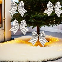 sruoe Christmas Tree Bows Ribbon, Christmas Tree Decorations Indoor, Xmas Tree Bowknot Ornaments, Wreath, Sequined Bow, Hanging Christmas Tree Topper for Wedding Holiday Party Decoration, Gray