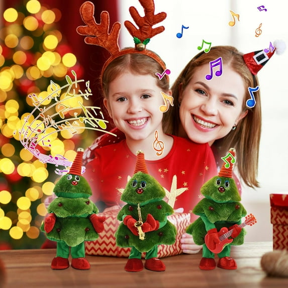 sruoe Christmas Tree, Christmas Trees Artificial Trees, Electric Plush Christmas Tree, Singing and Dancing, Realistic, Christmas Tree for Christmas Day, 8 songs