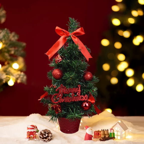 sruoe Christmas Tree, Christmas Trees Artificial Trees, Mini Christmas Tree, Realistic, Topiary, Classic Christmas Tree for Christmas Day, Red, 11.8in