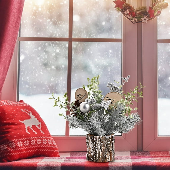 sruoe Christmas Tree, Christmas Trees Artificial Trees, Pinecone-Style Mini Christmas Tree, Realistic, Topiary, Classic Christmas Tree for Christmas Day, Silver, 20in