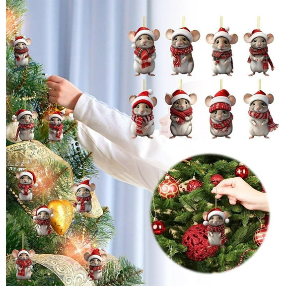 sruoe Christmas Tree Decorations, Christmas Gifts, Realistic, Topiary, Christmas Decorative Mouse for Christmas Day