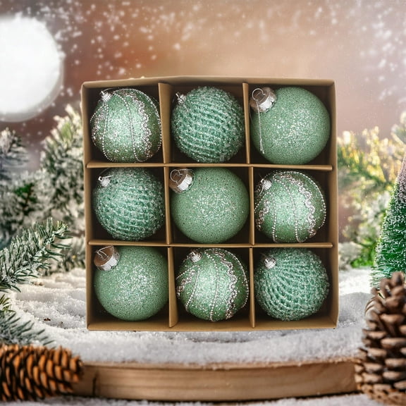 sruoe Christmas Tree Ornaments, Balls Decorate, Christmas Decorations for Xmas Tree Ball, Ball Ornaments Set, Flocked Christmas Ball, Shatterproof Hanging Balls for Holiday Party Christmas Tree Decor