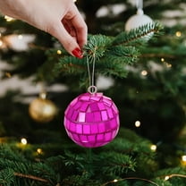 sruoe Christmas Tree Ornaments, Balls Decorate, Christmas Decorations for Xmas Tree Ball, Glass Mirror Ball Ornaments, Flocked Christmas Balls, Hanging Balls for Holiday Party Christmas Tree Decor