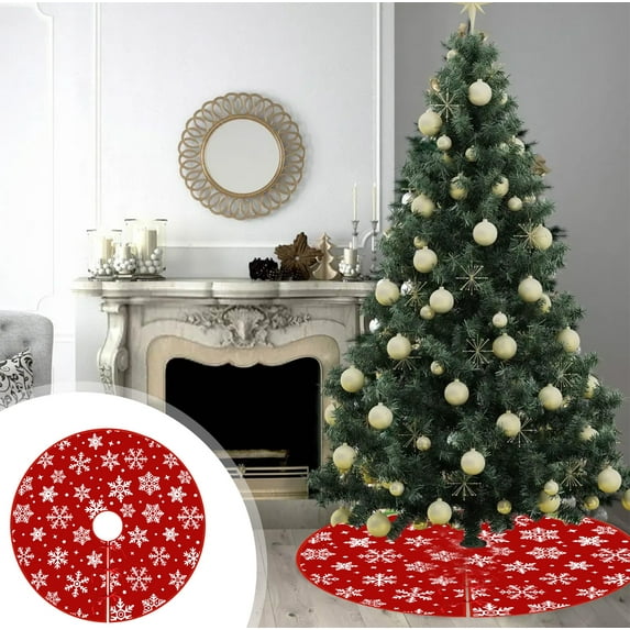 sruoe Christmas Tree Skirts, Christmas Tree Skirts for Girls, Vintageo, Classic, Snowflake Christmas Trees for Christmas Day Decoration