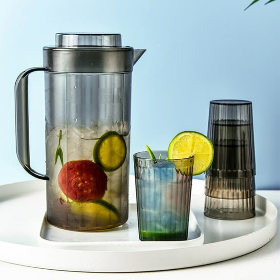 sruoe Cold Water Kettle, Juice Pitcher with Lid, Gallon Pitcher, Clear Water Pitchers, Lemonade Pitcher with Spout, High Capacity Cold Water Pot, Water Filter Pitcher, Juice Jug, PS