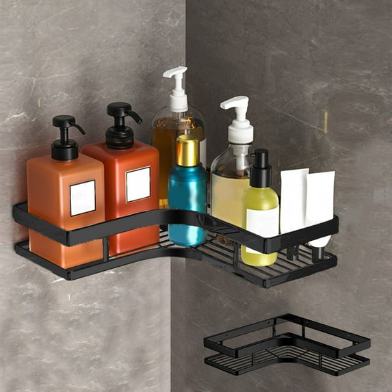 sruoe Corner Shower Organizer Clearance, Bathroom Shelf Organizer, Wall Mount Suction Cup Bathroom Storage Rack, No Drilling Over The Shower Head Caddy
