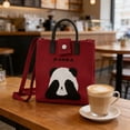 thumbnail image 1 of sruoe Cute Panda Print Polyester Tote Bag, Mini Square Tote with Soft Rubber Handles, Lightweight Reusable Handbag for Daily Errands, Shopping and Casual Outings, 1 of 6