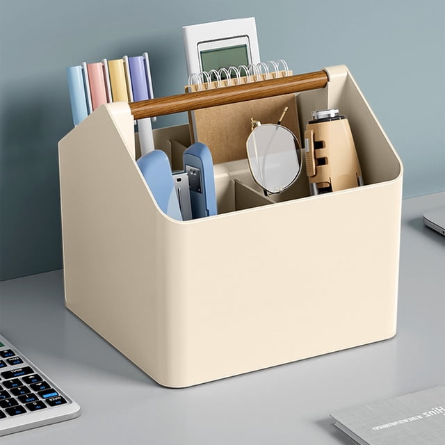 sruoe Desktop Storage Box, Desk Organizer Office Accessories, Pen cup Organizer Storage Box, Classic Office Supplies, Countertop Organizers for Bedroom, Bathroom Table Top Storage Box Sundry