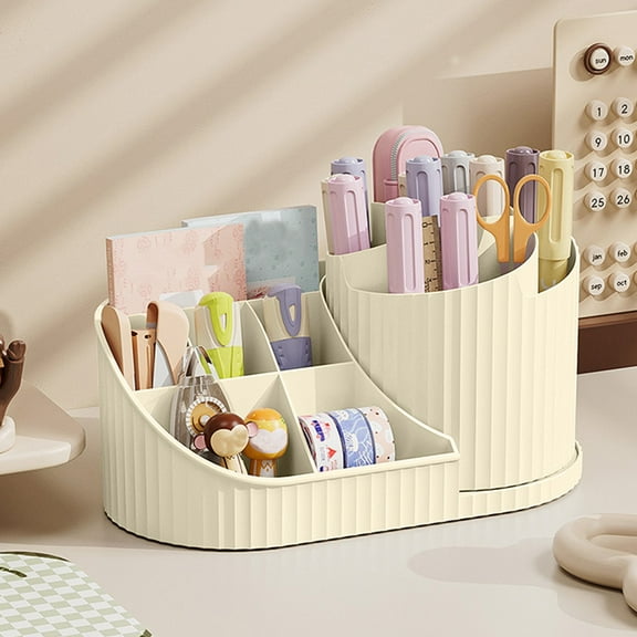 sruoe Desktop Storage Box, Office Desk Organizer with Drawer, Desk Organizers and Accessories, Small Storage Boxes, Capacity Pen Holders, Multifunctional Cosmetic Stationery Sundry Organizer