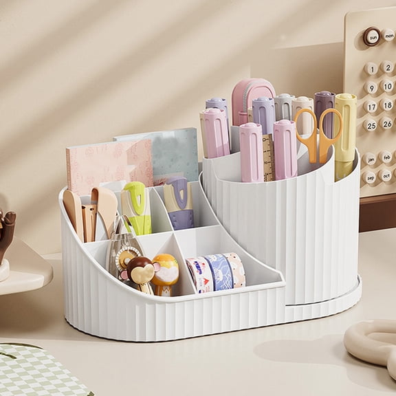 sruoe Desktop Storage Box, Office Desk Organizer with Drawer, Desk Organizers and Accessories, Small Storage Boxes, Capacity Pen Holders, Multifunctional Cosmetic Stationery Sundry Organizer