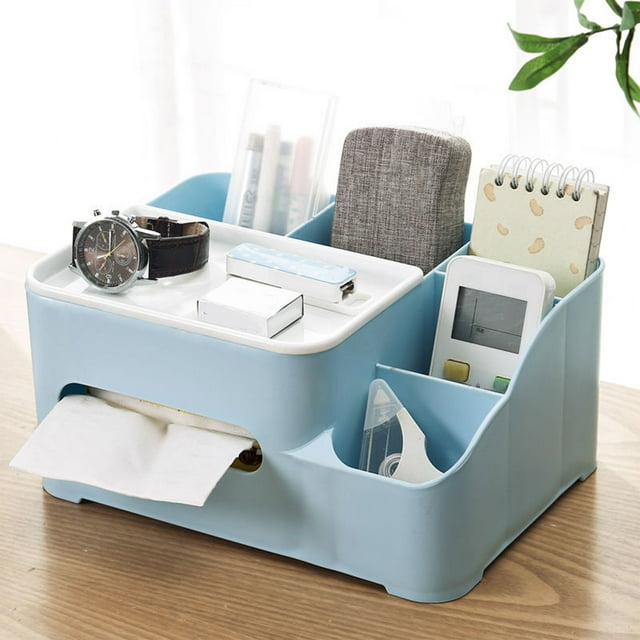 sruoe Desktop Storage Box, Office Desk Organizer with Drawer, Desk Organizers and Accessories, Small Storage Boxes, Capacity Pen Holders, Multifunctional Cosmetic Stationery Sundry Organizer