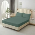 thumbnail image 1 of sruoe Double Bed Set Fitted Sheet Pillowcases, Deep Pocket Non-Slip Mattress Cover, Mattress Protector, Full Size Bottom Sheet, Soft Washable for Home, Bedroom, Bed Sheets, Green, 1 of 6
