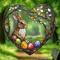 sruoe Easter Bunny Sun Catcher, Stained Glass Window Hanging, Acrylic Suncatcher, Garden Ornaments, Pendant Sun Catcher for Home Yard Wall Art Window Decor