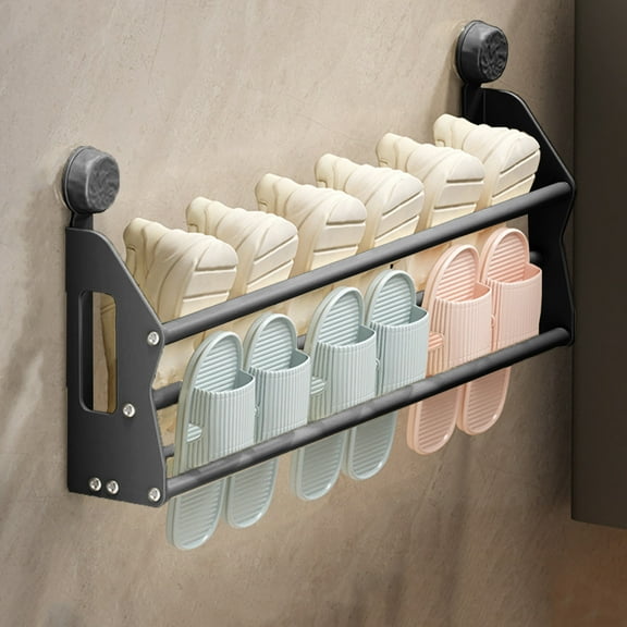 sruoe Entryway Shoe Rack, Bathroom Non Perforated Slipper Rack Wall Mounted Shoe Rack for Closet Bedroom Living Room Attic
