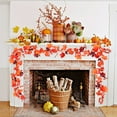 thumbnail image 1 of sruoe Fall Garland Maple Leaf, Halloween Decoration, Artificial Leaf Garland Rattan, Pumpkin Maple Leaf GarlandHanging Fall Leaves for Thanksgiving Autumn Home Decoration, 1 of 6