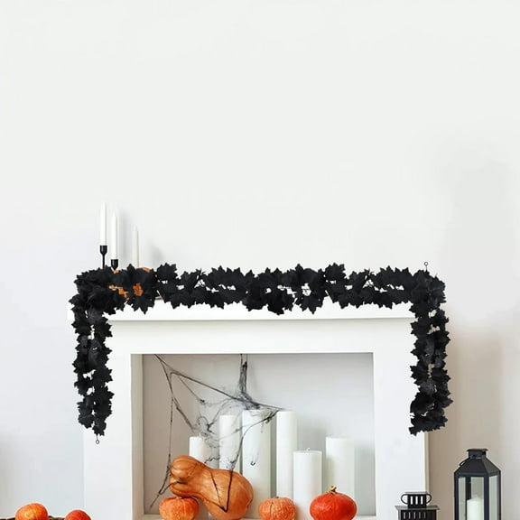sruoe Fall Garland Maple Leaf, Halloween Decoration, Artificial Leaf Garland Rattan, Pumpkin Maple Leaf GarlandThanksgiving Party Wall Decor, Garlands for Door Home Party Fireplace Decorations