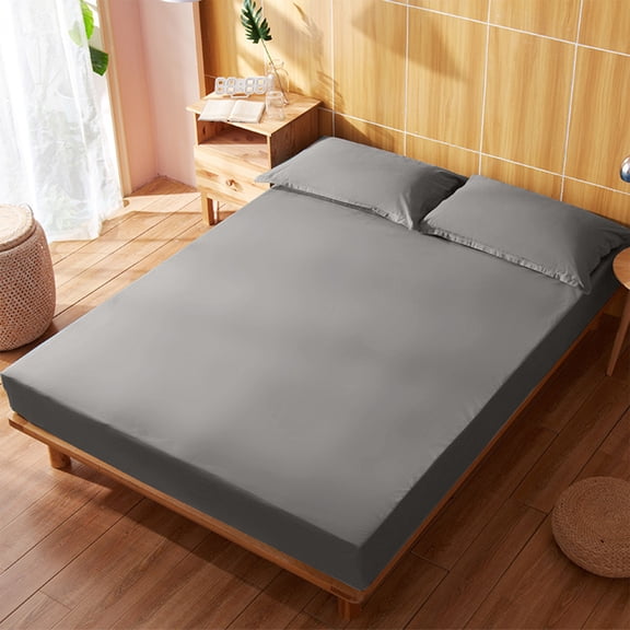 sruoe Fitted Sheet Deep Pocket, Single Fitted Bedsheet, Full Fitted Sheet Only, Anti-Slip Mattress Cover, Elastic Corners Fit Sheets, Soft Breathable Durable Fabric Bed Sheets, Gray