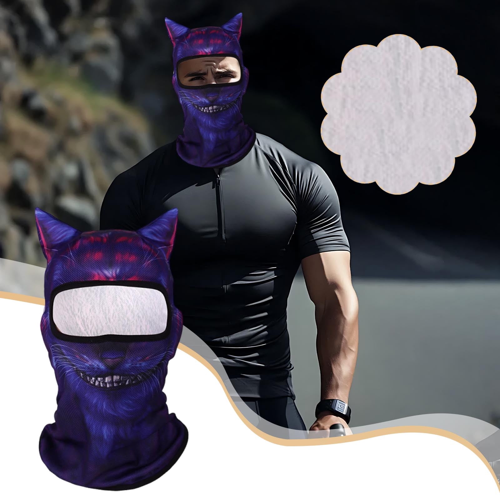 sruoe Funny Cat Ski Mask, 3D Animal Balaclava Sheisty with Ears ...