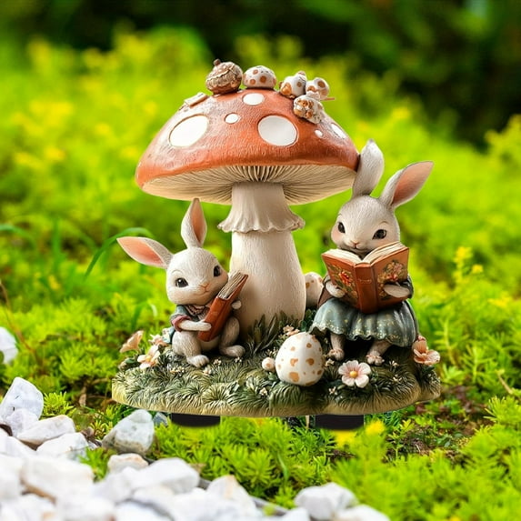 sruoe Garden Statues for Outside, Decoration Ground Insert, Fairy Flower Pot Decor, Easter Reading Acrylic Patio Decor, Bohemian Garden Statue, Outdoor Lawn Ornament for Home and Yard