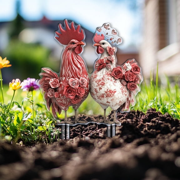 sruoe Garden Statues for Outside, Decoration Ground Insert, Fairy Flower Pot Decor, Flat Acrylic Patio Decor, Bohemian Garden Statue, Outdoor Lawn Ornament for Home and Yard
