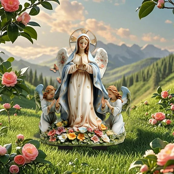 sruoe Garden Statues for Outside, Decoration Ground Insert, Fairy Flower Pot Decor, Flat Acrylic Patio Decor, Bohemian Garden Statue, Outdoor Lawn Ornament for Home and Yard