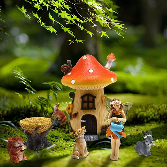 sruoe Garden Statues for Outside, Decoration Ground Insert, Fairy Flower Pot Decor, Flat Acrylic Patio Decor, Bohemian Garden Statue, Outdoor Lawn Ornament for Home and Yard