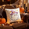 thumbnail image 1 of sruoe Halloween Cute Ghost Plush Throw Pillow Cover 17.71in, Halloween Square Cushion Case, Cute Halloween Decor for Sofa, Bedroom, Indoor Home Layout, 1 of 8