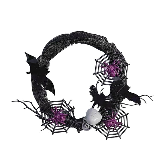 sruoe Halloween Decorations, Halloween Wreaths for Front Door, Artificial Wreaths, Indoor Outdoor Halloween Decor, Front Door Wreaths, Black-bat Poison Spider Wreath Decoration Rattan Wreath