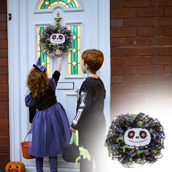 sruoe Halloween Decorations, Halloween Wreaths for Front Door, Artificial Wreaths, Indoor Outdoor Halloween Decor, Front Door Wreaths, Halloween Ghost Doll Decorative Garland