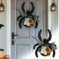 sruoe Halloween Decorations, Halloween Wreaths for Front Door, Artificial Wreaths, Indoor Outdoor Halloween Decor, Front Door Wreaths, Wooden Sign Door Hanging Halloween Decoration
