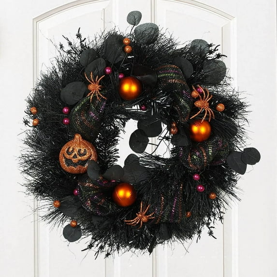 sruoe Halloween Decorations, Indoor Outdoor Halloween Decor, Artificial Wreaths, Halloween Decorations for Outside, Halloween Simulation Decorative Wreath Door Wall Party Decor