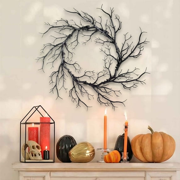 sruoe Halloween Decorations, Indoor Outdoor Halloween Decor, Artificial Wreaths, Halloween Decorations for Outside, Front Door Wreaths,Black
