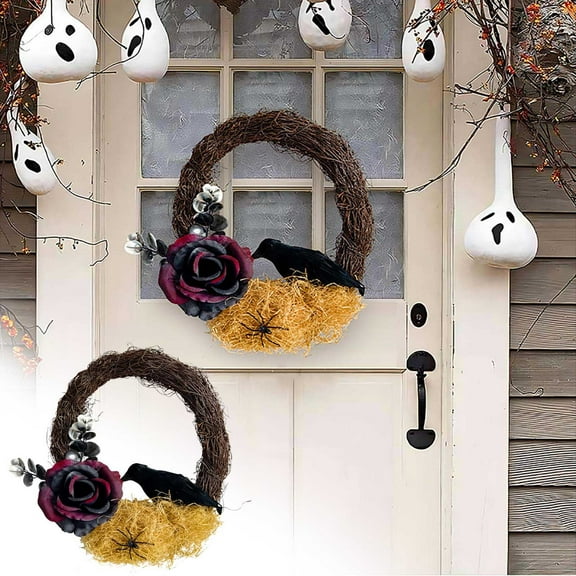 sruoe Halloween Decorations, Indoor Outdoor Halloween Decor, Artificial Wreaths, Halloween Decorations for Outside, Halloween Wreaths for Front Door