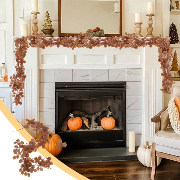 sruoe Halloween Garland, Artificial Garland Rattan, Artificial Maple Leaf Vine, Hanging Maple Leaf Garland, Fall Garland, Thanksgiving Party Wall Decor, Garlands for Door Home Party Fireplace Decor
