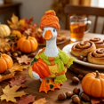 thumbnail image 1 of sruoe Halloween Goose Statue, 7.87in Resin Fall Figurine, Harvest Tabletop Ornament, Goose Sculpture Knit Pumpkin for Halloween Holiday Mantel Console Dining Decor, 1 of 8
