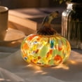 thumbnail image 1 of sruoe Halloween Hand-Blown Glass Pumpkin Light, Multicolor Swirl Tabletop Ornament, Halloween Spooky Accent, Halloween Fall Vibe Decor for Mantel DiningTable Bookshelf Entryway, 1 of 7