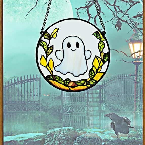 sruoe Halloween Hanging Decorations, Wall Window Hanging Decor, Fluorescent Acrylic Decorative Pendant, Halloween Atmosphere Prop Decoration, Hanging Pendant for Indoor Home Holiday Decorations