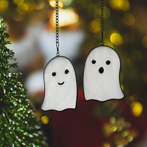 sruoe Halloween Hanging Decorations, Wall Window Hanging Decor, Ghost Light Acrylic Window Pendant, Halloween Atmosphere Prop Decoration, Hanging Pendant for Indoor Home Holiday Decorations