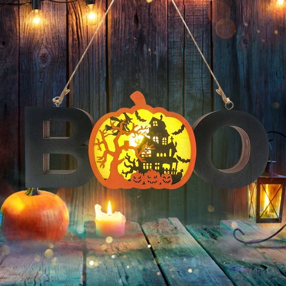 sruoe Halloween Hanging Decorations, Wall Window Hanging Decor, Pumpkins Light, Halloween Atmosphere Prop Decoration, Halloween Decorations Outdoor Indoor for Yard Patio Lawn Garden Party Decor