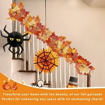 sruoe Halloween Maple Leaf Vine Garland, Artificial Garland Rattan, Maple Leaf Garland, Indoor Hanging Christmas Fall Garlands, Garlands for Door Home Party Wall Fireplace, Thanksgiving Decoration
