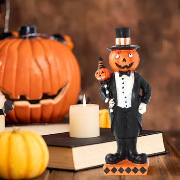 sruoe Halloween Ornaments, Halloween Decoration Home Decoration Pumpkin Doll Resin Ornament, Halloween Decorations Prop Party Holiday Decor