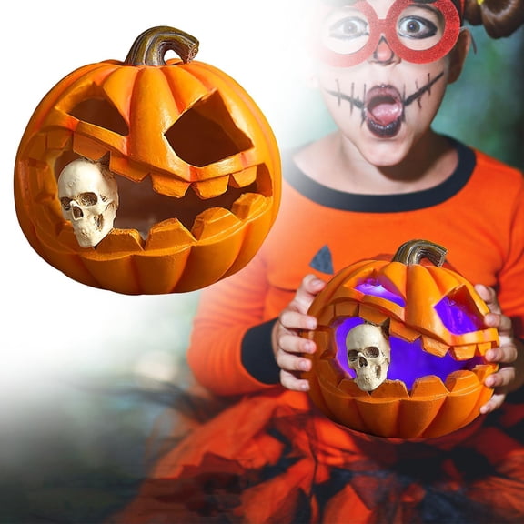 sruoe Halloween Ornaments, Halloween Pumpkin Ghost Desktop Skull Prop Resin Ornament Ghost Festival Decoration, Halloween Decorations Prop Party Backyard Decor